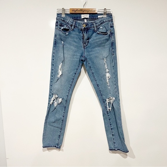 FRAME Le Garcon Jeans in Beldon Rips - Picture 4 of 14
